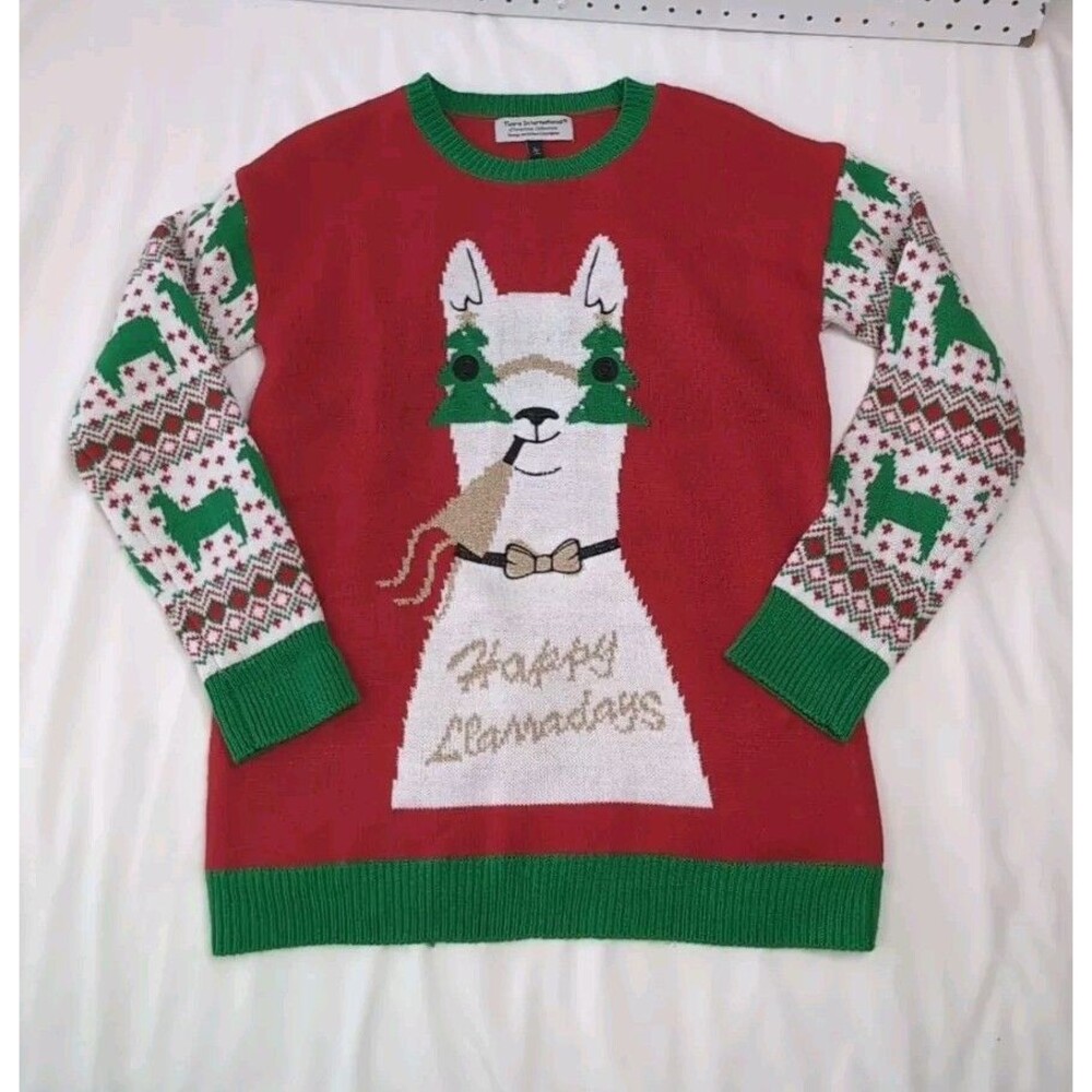 Women's Llama Light Up Christmas Sweater Ugly Holiday Party Llama days - Large